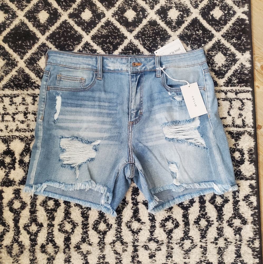 Cello Light wash distressed shorts